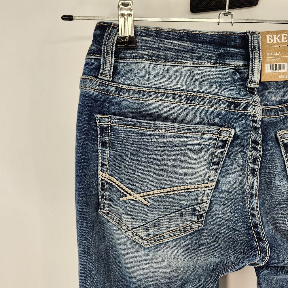 BKE Stella Jeans Womens 26 x 33 1/2 Stretch Denim Bootcut Medium Wash - Picture 14 of 16
